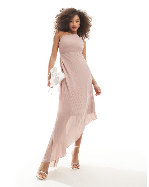TFNC London Pink – bridesmaid – asymmetrisches, plissiertes chiffon-maxikleid