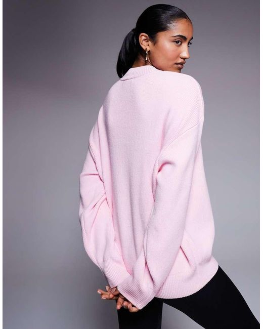 BO+TEE Pink Bo+tee Ribbed Knit Oversized Jumper