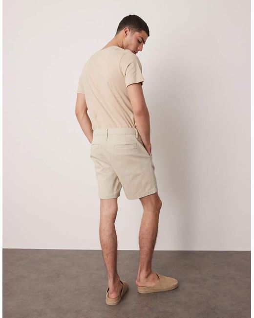 ASOS Skinny Halflange Chinoshort in het Natural voor heren