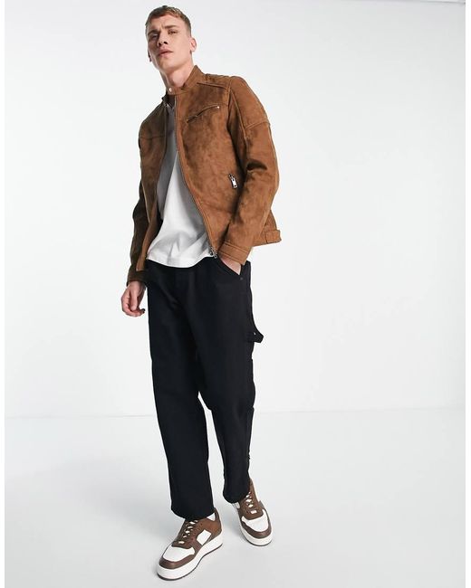 Jack & Jones Brown Essentials Biker Jacket for men