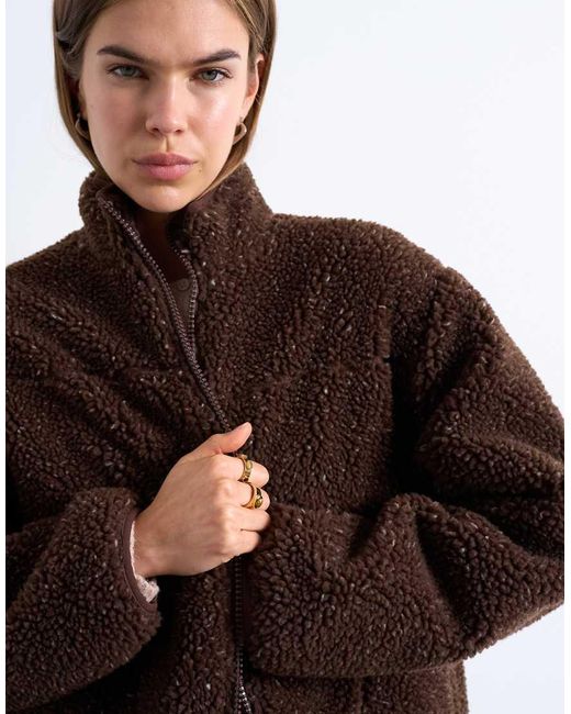 TOPSHOP Multicolor Oversized Funnel Fleece Jacket