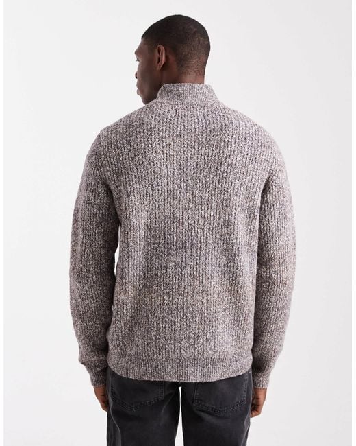 Threadbare Gray 1/4 Zip Knit Sweater for men