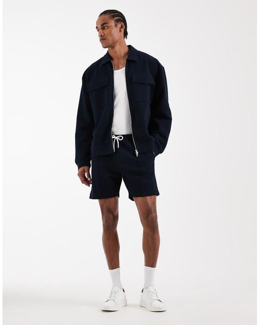 ASOS Blue Relaxed Zip Through Jacket for men
