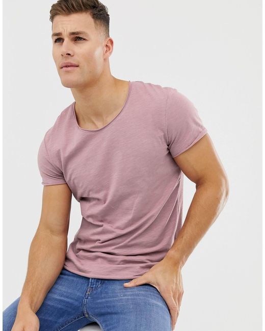 Jack & Jones Gray Essentials Scoop Neck Longline T-shirt for men