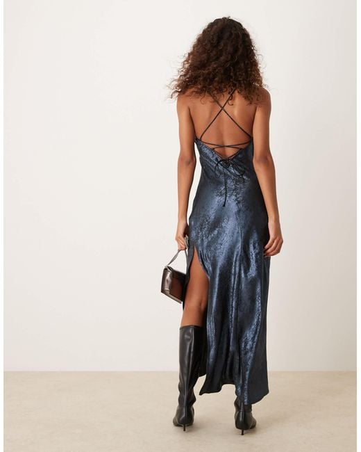 Miss Selfridge Natural Metallic Strappy Maxi Dress