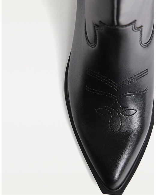 Stradivarius Black Heeled Cowboy Boots