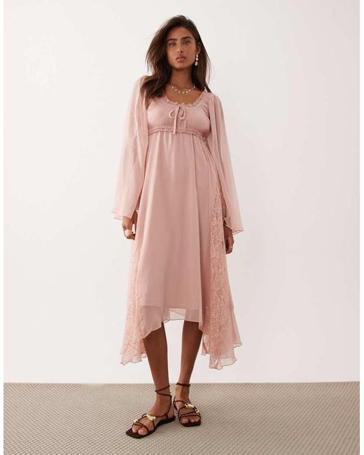 Miss Selfridge Pink Chiffon Boho Maxi Dress