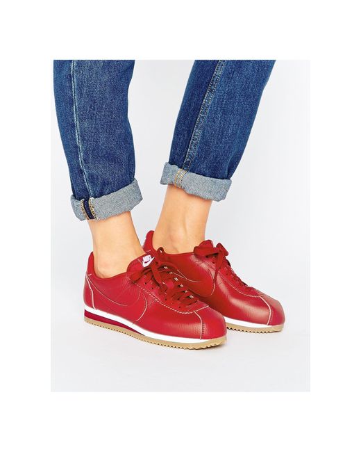 Nike – Classic Cortez – Rote Ledersneaker mit Gummisohle in Rot | Lyst DE