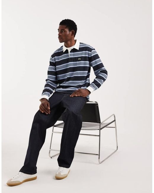 Lacoste Blue Stripe Rugby Shirt for men