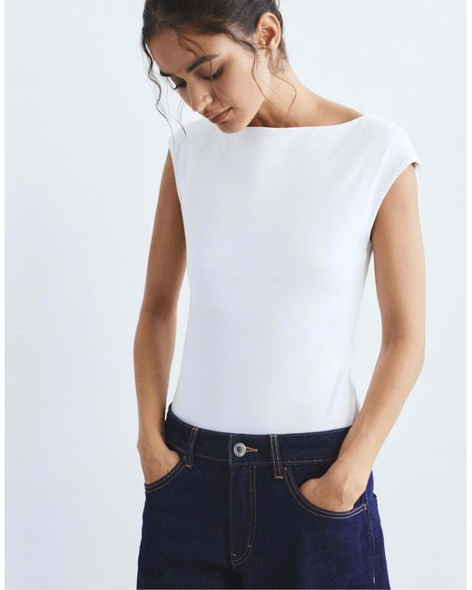 Pull&Bear White – kurzärmliger body