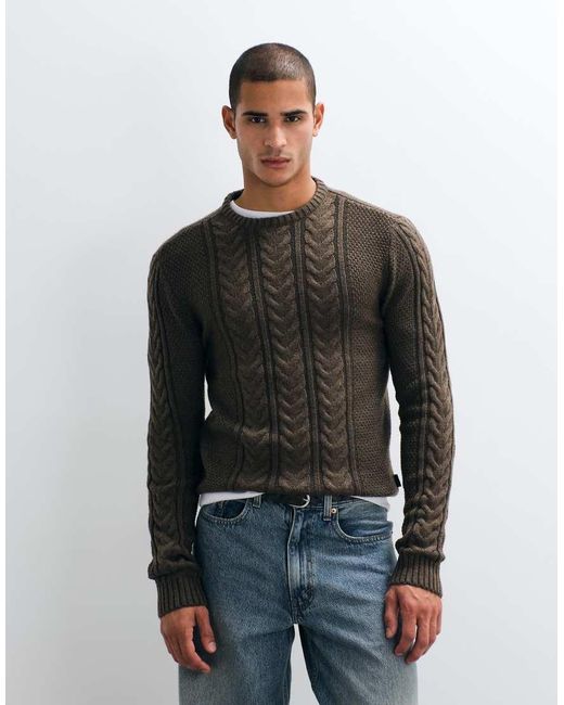 Blend White Cable Knit Jumper for men