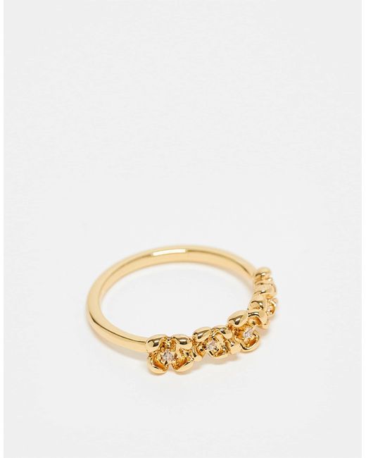 ASOS Metallic Asos design curve – mit 14 karat vergoldeter ring mit blumen-design