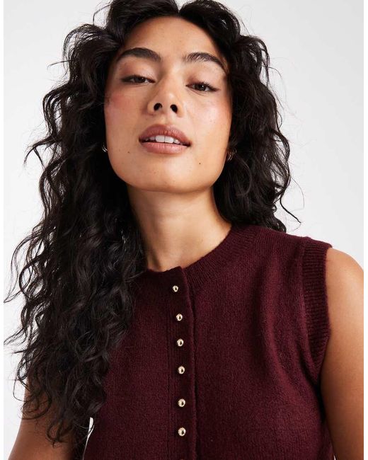 New Look Blue Button Crew Neck Knitted Waistcoat