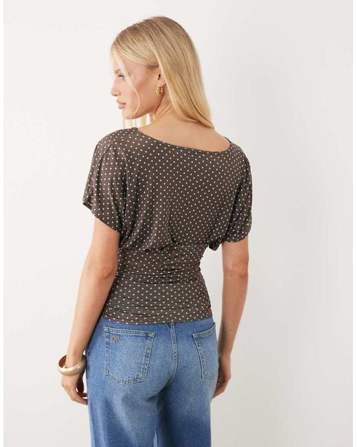 Miss Selfridge Gray V-Neck Top