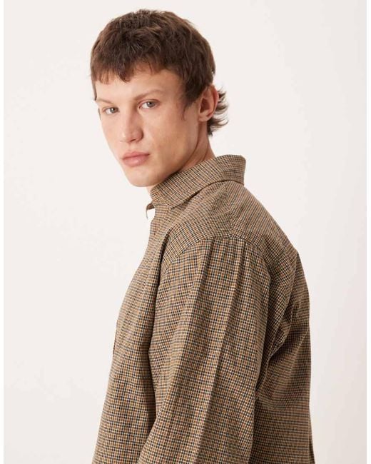 SELECTED Natural Oversized Boxy Check Shirt for men