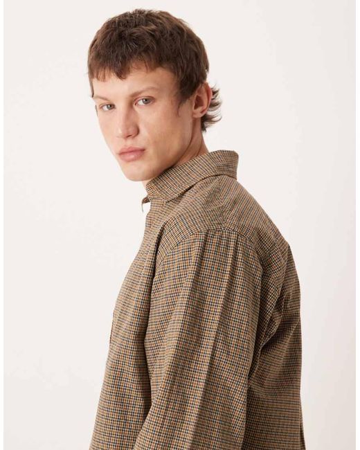 Camicia Oversize Squadrata A Quadri di SELECTED in Natural da Uomo