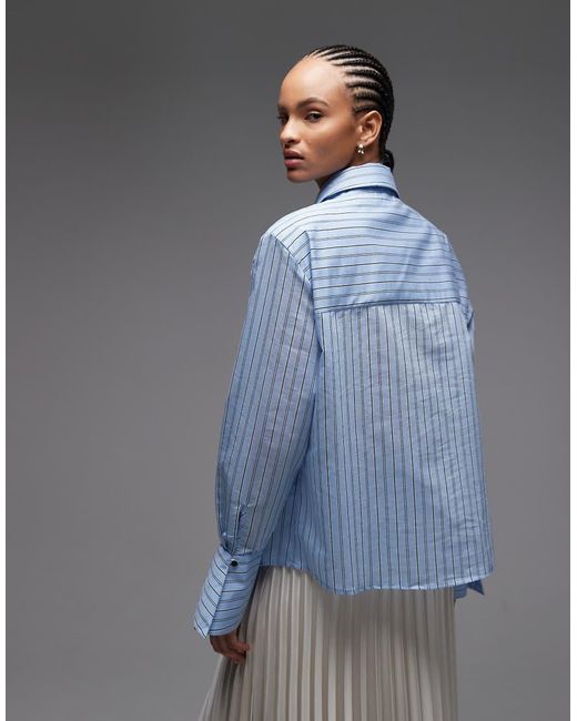 Camicia Squadrata A Righe Con Cravatta di ASOS in Blue