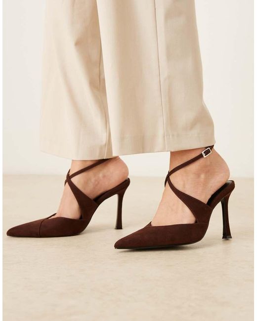 ASOS Natural Wide Fit Porscha Cross Over Detail High Heel Shoes