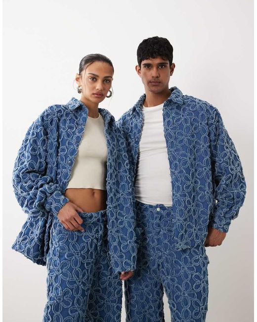 Sister Jane Blue Fleur Oversized Denim Shirt Co-Ord