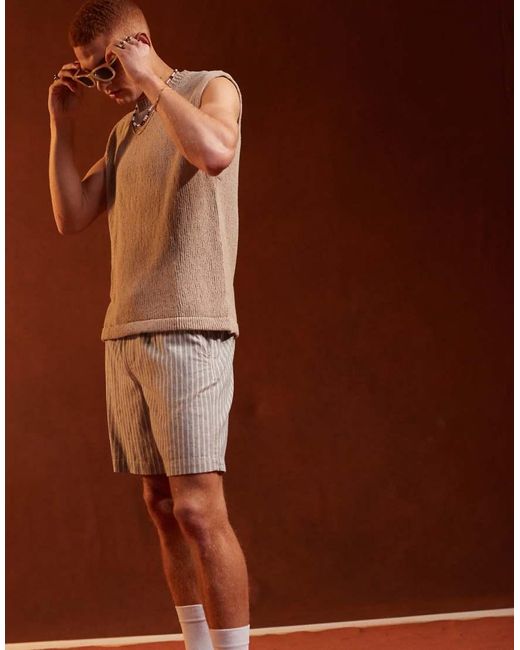 Pantaloncini A Righe Bianche E Blu di ASOS in Brown da Uomo