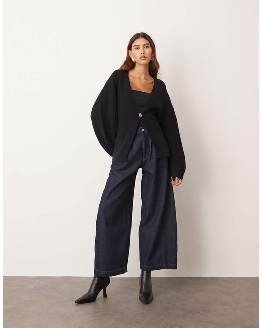 ARRANGE Blue Sculpted Waist Cardigan With Ovoid Sleeve