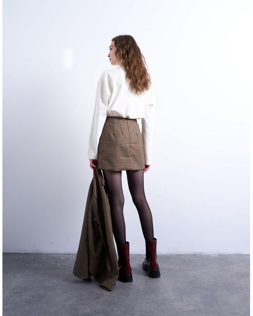 Mini-jupe évasée à carreaux vintage TOPSHOP en coloris White