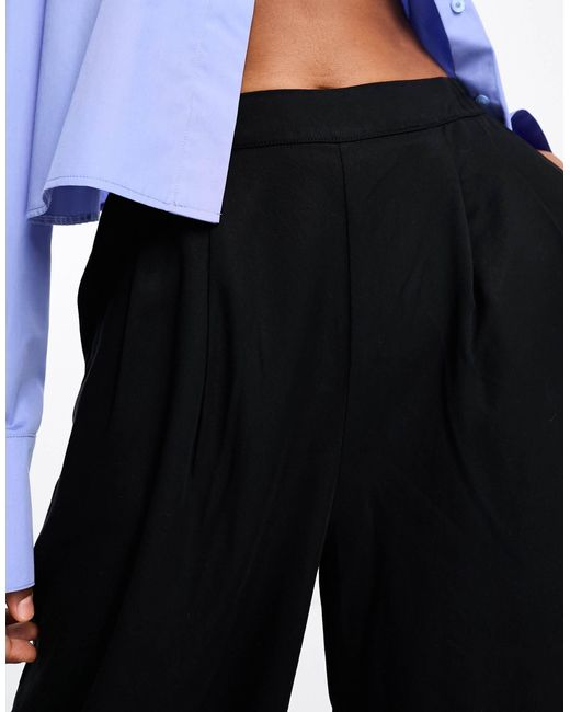 ASOS Blue Asos Design Tall Clean Front Wide Leg Trousers