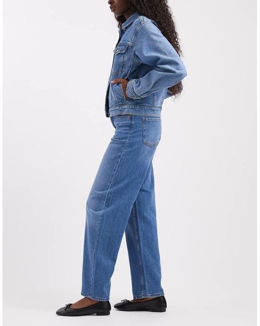Pieces Blue Grace Barrel Leg Jeans