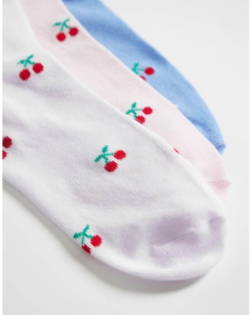 Pieces Blue 3 Pack Cherry Ankle Socks