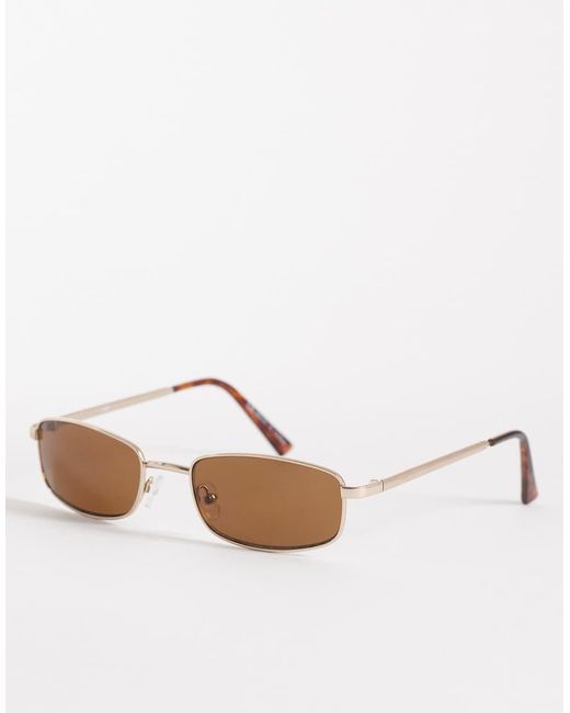 Cotton On White Asha Metal Slim Wraparound Sunglasses