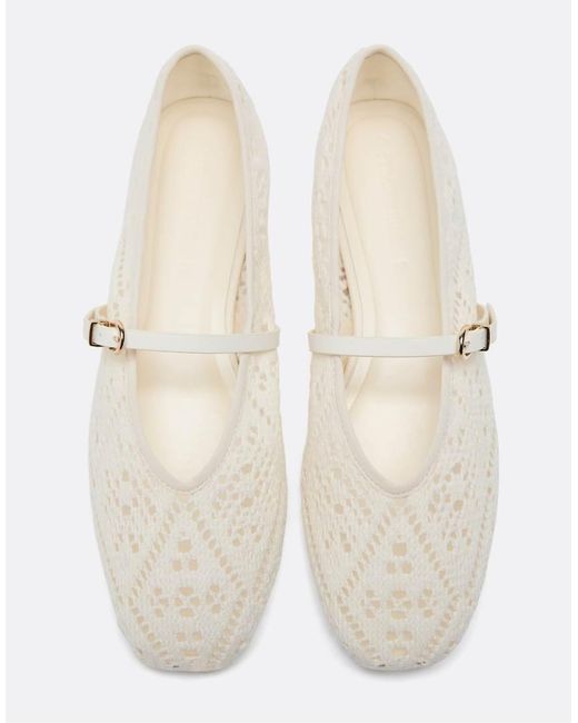Stradivarius White Crochet Buckle Ballet Flats