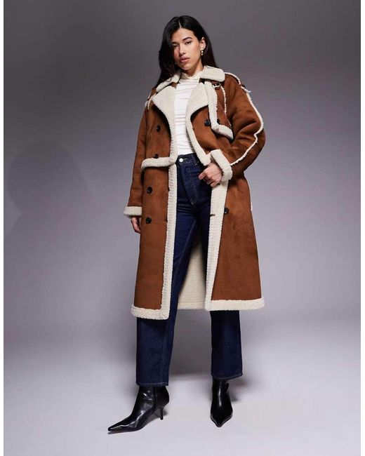 Aria Cove Blue Faux Suede Shearling Look Trim Buckle Detail 2