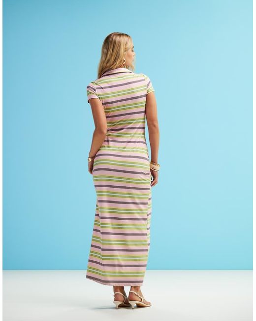 ASOS Blue Short Sleeve Polo Midi Dress