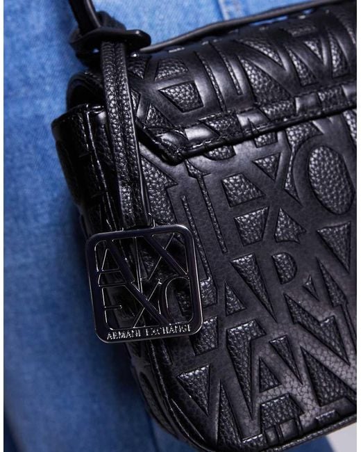 ARMANI EXCHANGE White All Over Logo Crossbody Bag