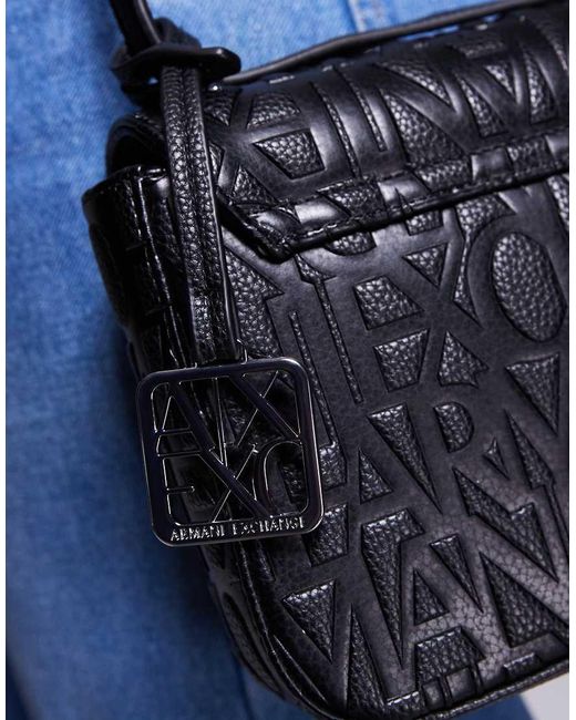 Borsa A Tracolla Nera Con Motivo Del Logo di ARMANI EXCHANGE in White