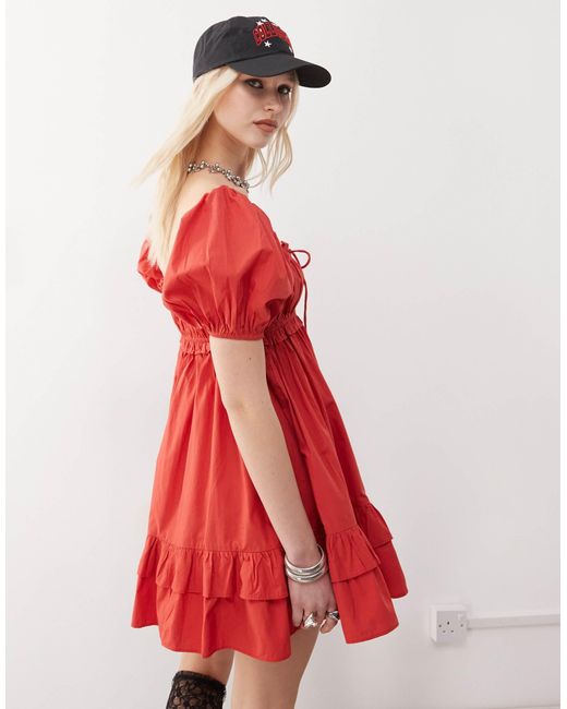 Collusion Red – kurzes milchmädchenkleid