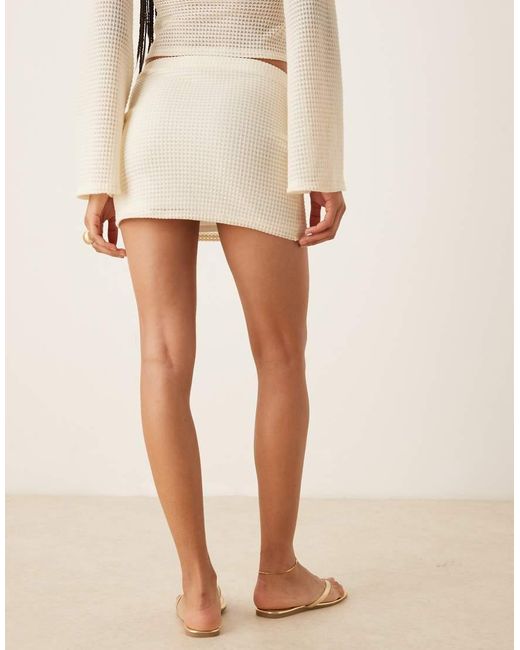 ASOS Natural Co-Ord Knitted Textured Mini Skirt With Trim