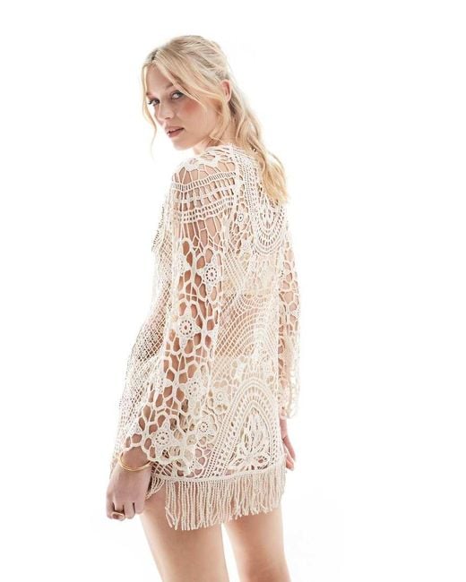 River Island White Crochet Mini Dress