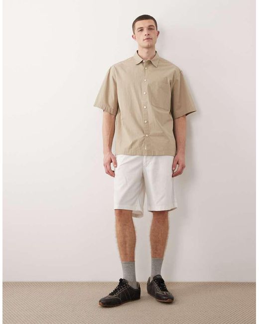 Jack & Jones Natural Drawstring Linen Mix Blend Shorts for men