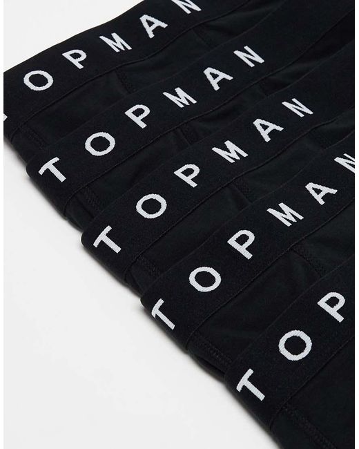 Pack De 5 Calzoncillos Negros Con Cinturilla Negra De Topman de hombre de color Black