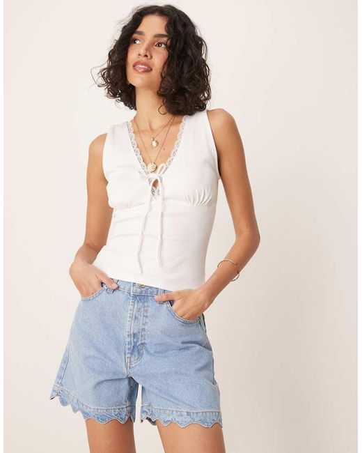 ASOS Natural Denim Short With Scallop Hem