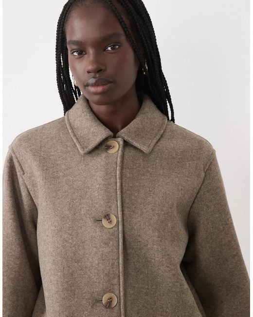 Vila Natural Short Wool-look Button Front Jacket