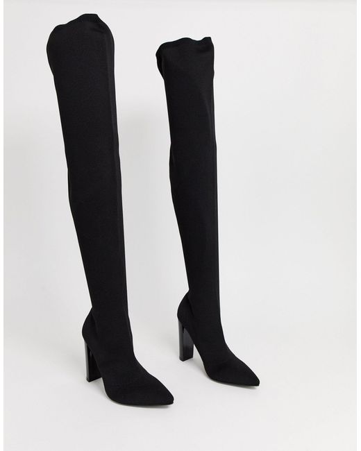 block heel thigh high boot