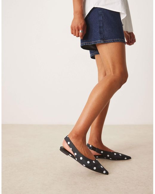 ASOS Brown – linford – ballerinas mit fersenriemchen und punktemuster