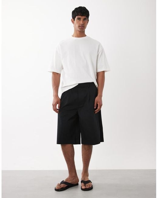 Jack & Jones White Tailored Pleated Shorts for men