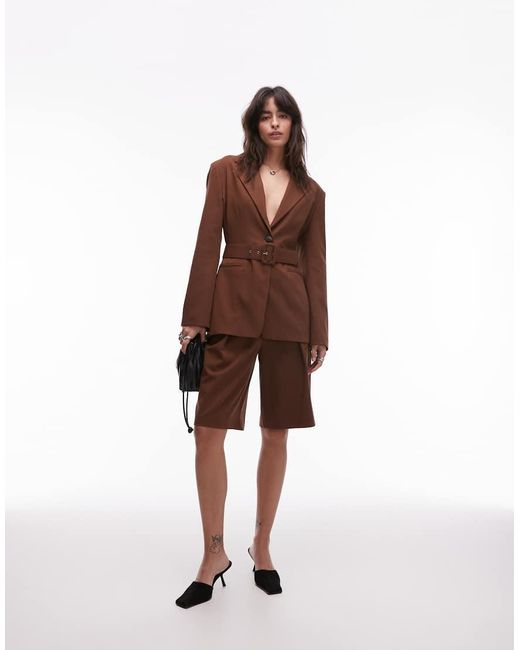 Americana Marrón Extragrande Con Cintura Ceñida Y Cinturón De (Parte De Un Conjunto) ASOS de color Brown