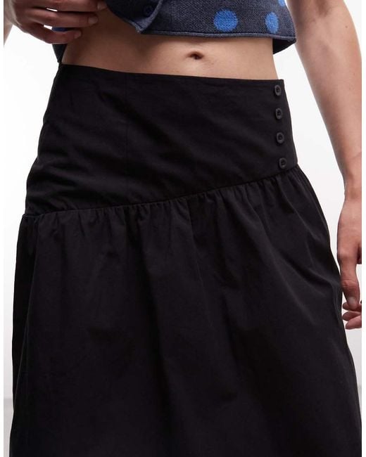 Reclaimed Vintage Blue Cotton Poplin Awkward Length Skirt