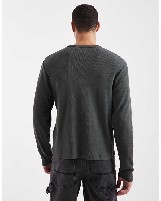 Cotton On Gray Long Sleeve Waffle Textured T-shirt for men