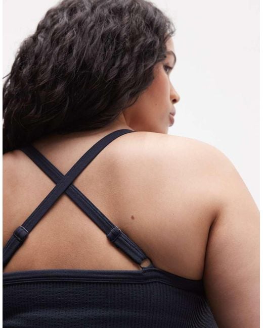 4505 Blue Curve Sculpting Seamless Vest With Inner Bra And Adjustable Straps
