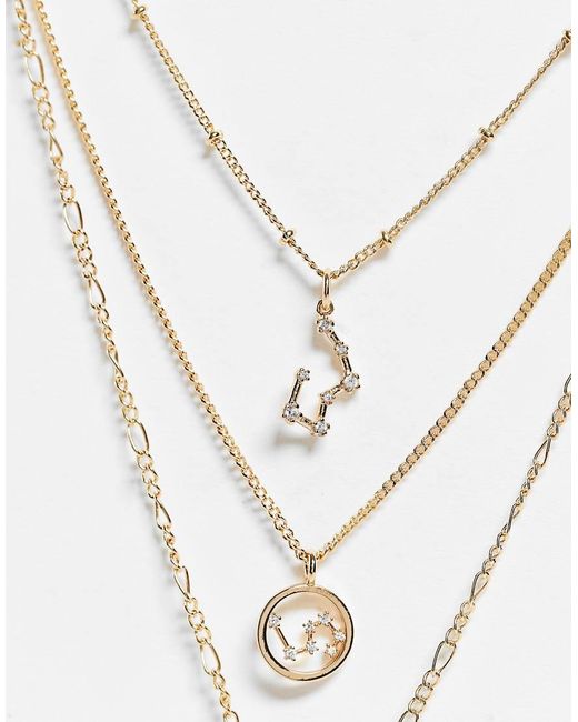 Reclaimed Vintage Metallic Inspired Constellation Star Multirow Necklace